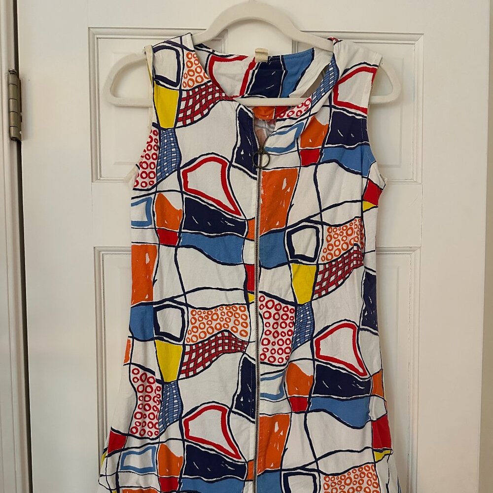 Mod 70s vintage zip mini dress